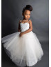 Sweetheart Neck Ivory Lace Tulle Long Flower Girl Dress